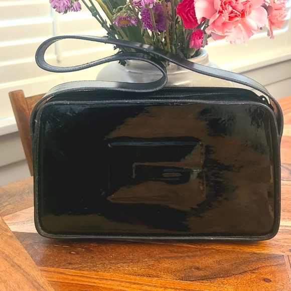 Gucci Tom Ford Black Patent Leather Logo Bag authentic - Picture 1 of 8